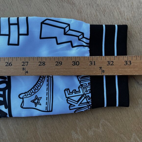 MITCHELL & NESS LAKERS GRAPHIC DOODLE SATIN BOMBER JACKET Women’s sz M White - Picture 13 of 13